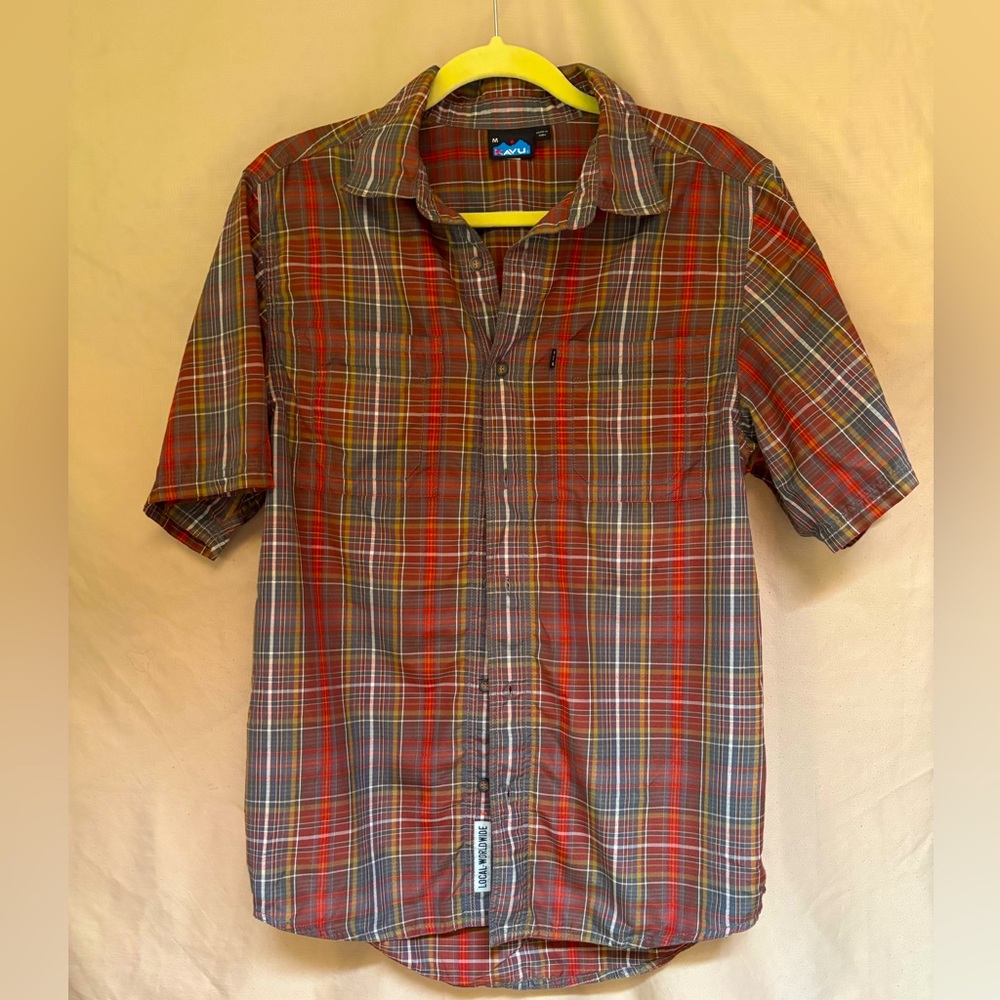 Men's Plaid Shirt - Red and Brown